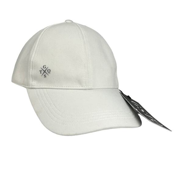 GSTQ NWT White Embroidered Logo Adjustable Strap Baseball Hat Cap One Size - Picture 1 of 5